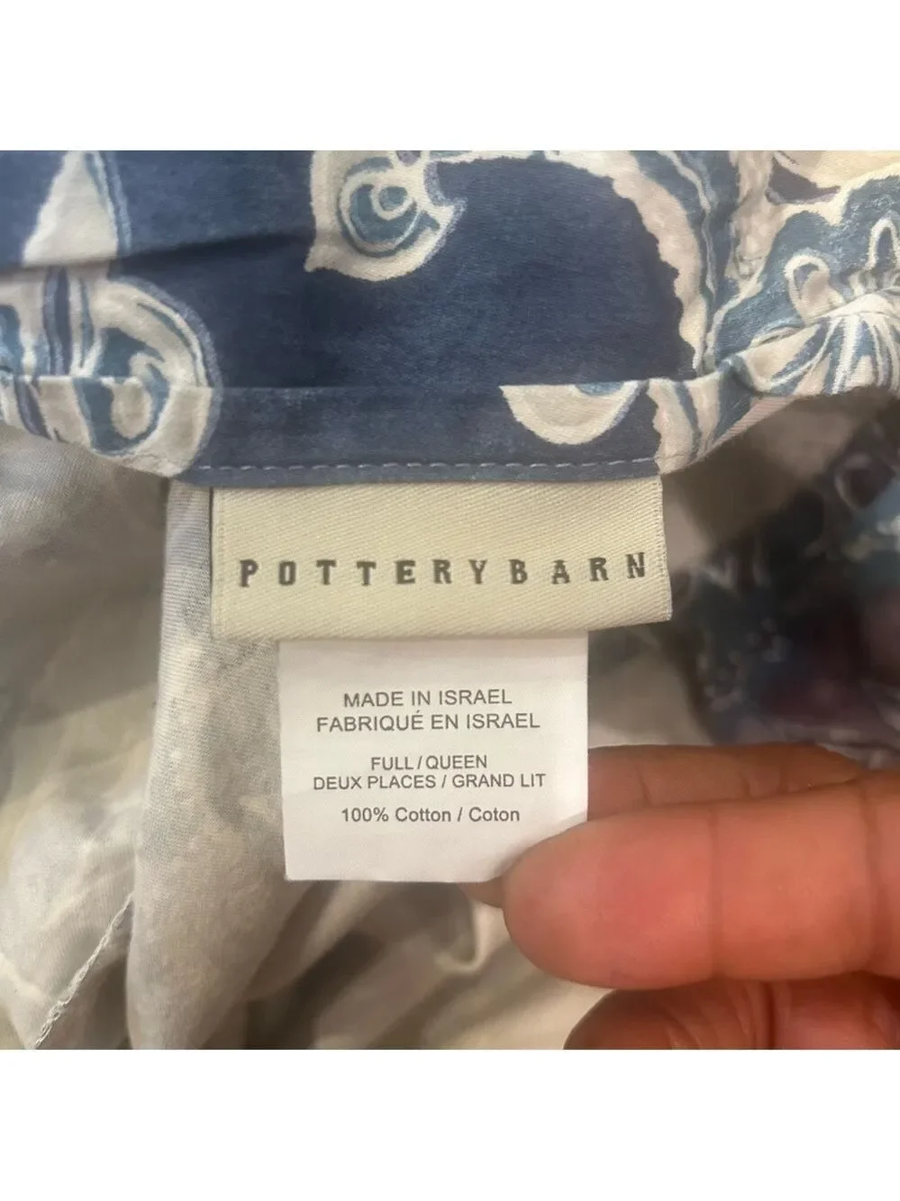 Pottery Barn Duvet Set Full/Queen Blue Medallion 2 Pullowcases Cotton Boho